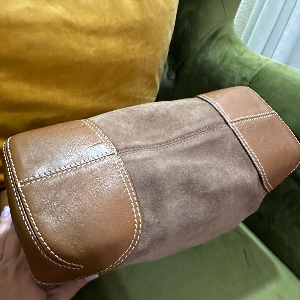 Michael Kors Brown Suede & Leather Shoulder Hobo Bag - Picture 3 of 11